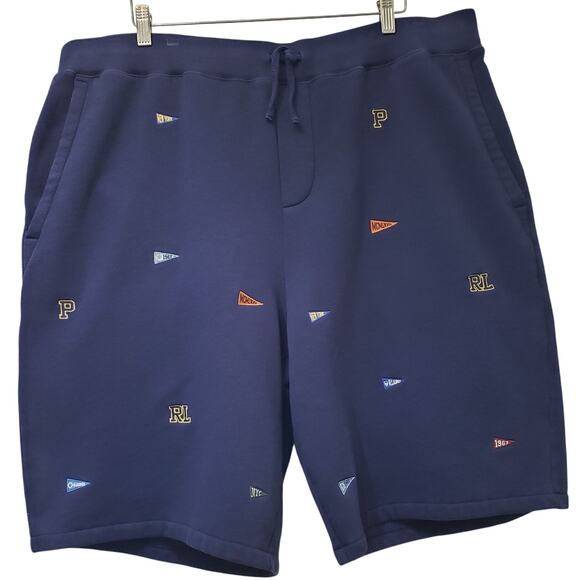 POLO Ralph Lauren Shorts All Over Embroidered Nautical Flags Blue Men's Size 2LT - Picture 1 of 10